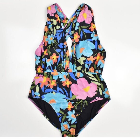 Swim RX Other - Swim RX Floral Plunge Twist Back One Piece Swimsuit - XL